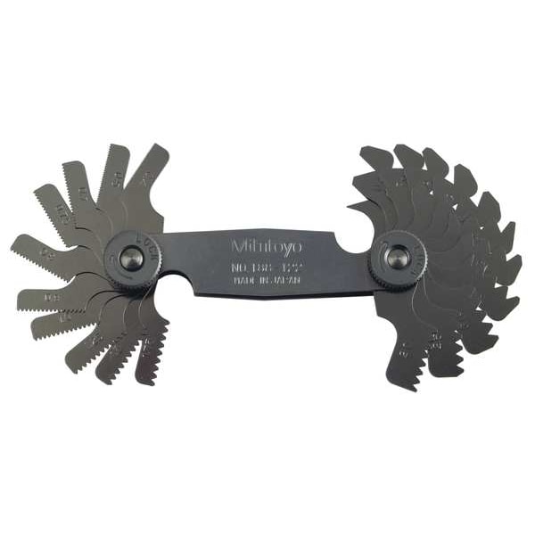 Mitutoyo Screw Pitch Gage, 0.4mm to 7mm, 21 Leaves 188-122 | Zoro