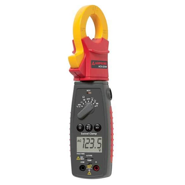 Amprobe Clamp Meter, LCD, 400 A, 1.2 in (30 mm) Jaw Capacity, Cat III 600V Safety Rating ACD-22SW
