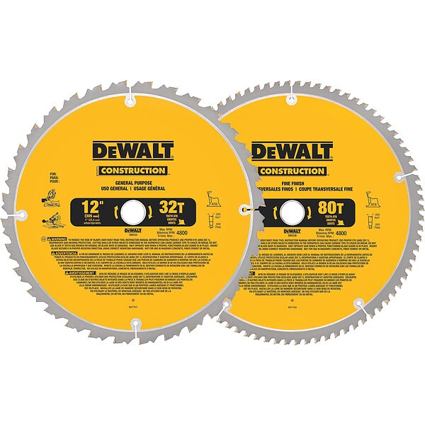 Dewalt 12" Construction Miter Saw Blades DW3128P5 Zoro