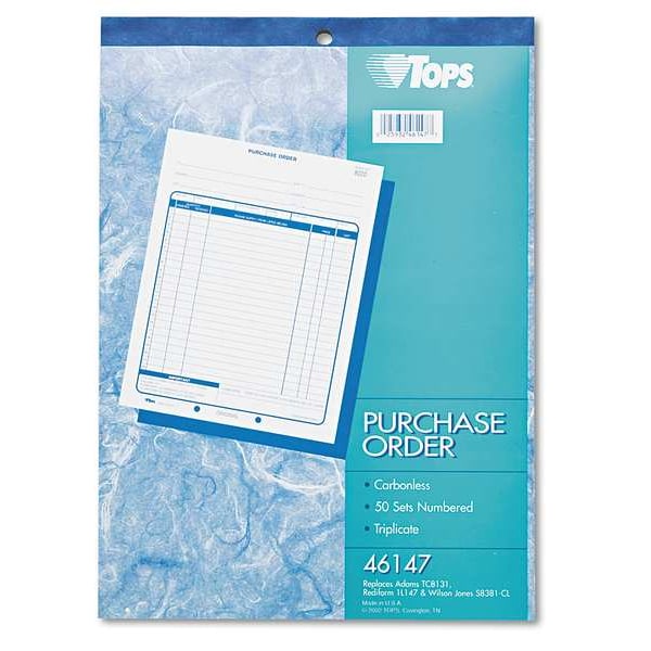 Tops Purchase Order Book, 8-3/8 x 10-13/16 TOP46147 | Zoro