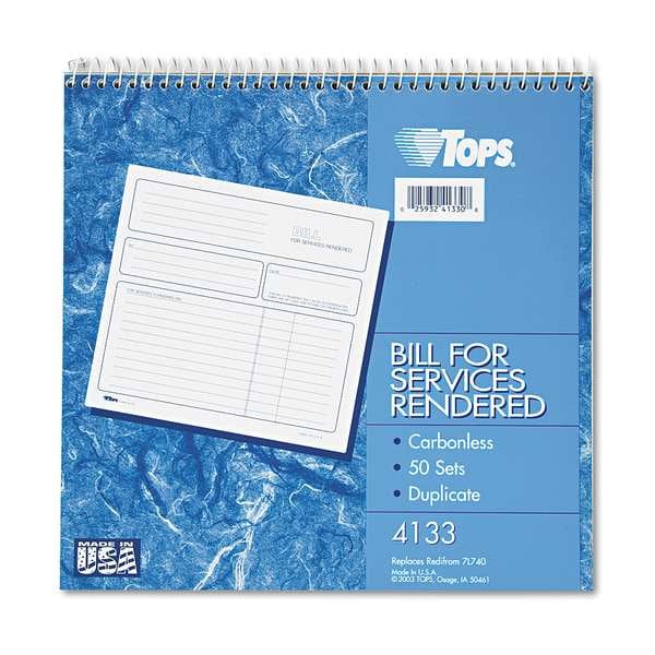 Tops Service Invoice Book, 8-1/2 x 7-3/4 TOP4133