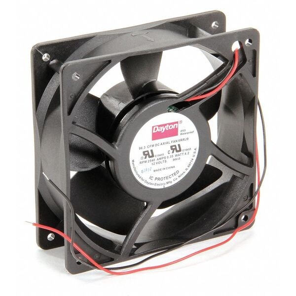 Dayton Waterproof Axial Fan, Square, 12VDC, 96.3 cfm, 411/16" W. 6RRJ9