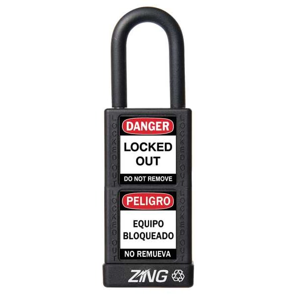 Zing Lockout Padlock, KD, Black, 3"H 7076