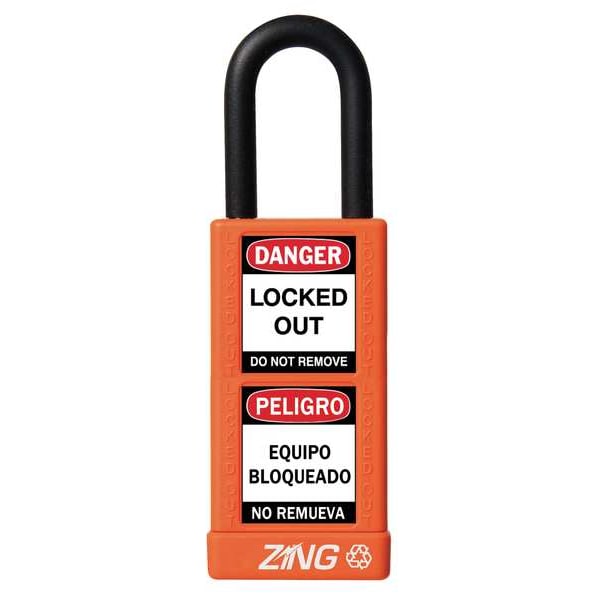 Zing Lockout Padlock, KD, Orange, 3"H 7082