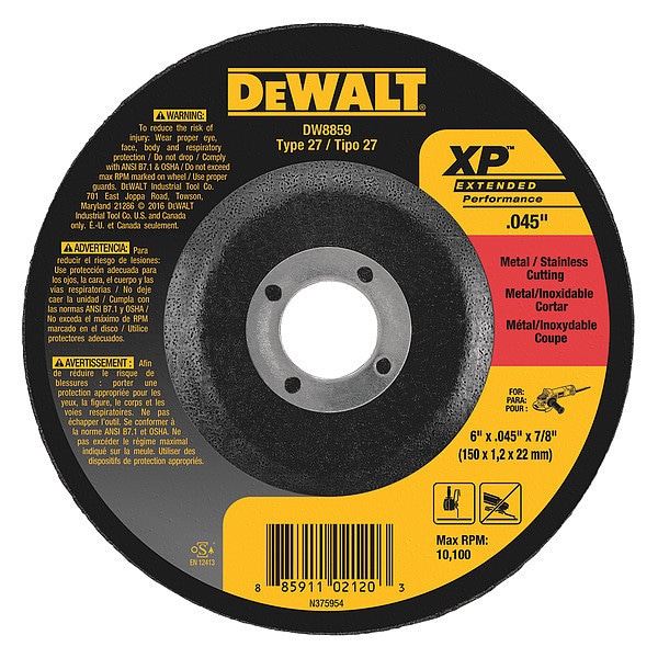 Dewalt 6" x .045" x 7/8" XP Cutting Wheel DW8859