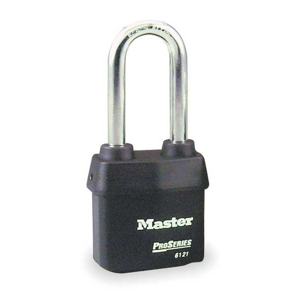 Master Lock Padlock, Keyed Alike, Long Shackle, Rectangular Steel Body ...