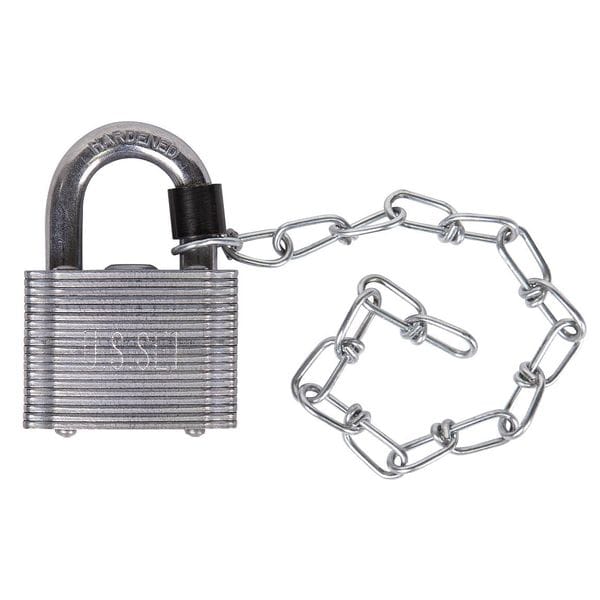 Abus Keyed Padlock, Open, Square Steel Body, Hardened Steel Shackle, 13/16 in W 41USG/45 KA x10 Chain