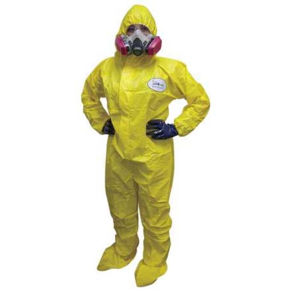 International Enviroguard Hooded Chemical Resistant Coveralls, 12 PK, Yellow, Non-Woven Laminate, Zipper 7019YS-3XL