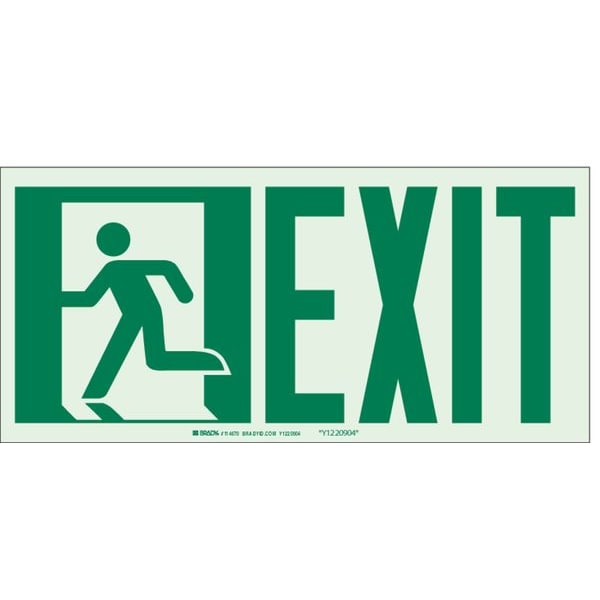 Brady Exit Sign, English, 15" W, 7" H, Plastic, White 114671