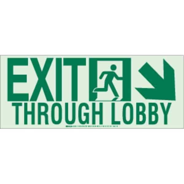 Brady Exit Sign, English, 18" W, 7" H, Aluminum, White 81824
