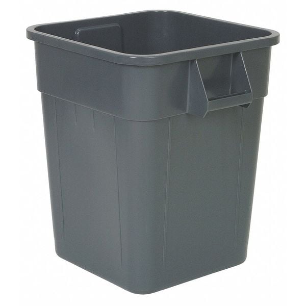 Tough Guy 55 gal. Square Trash Can, Gray, None, Plastic 6YLP6
