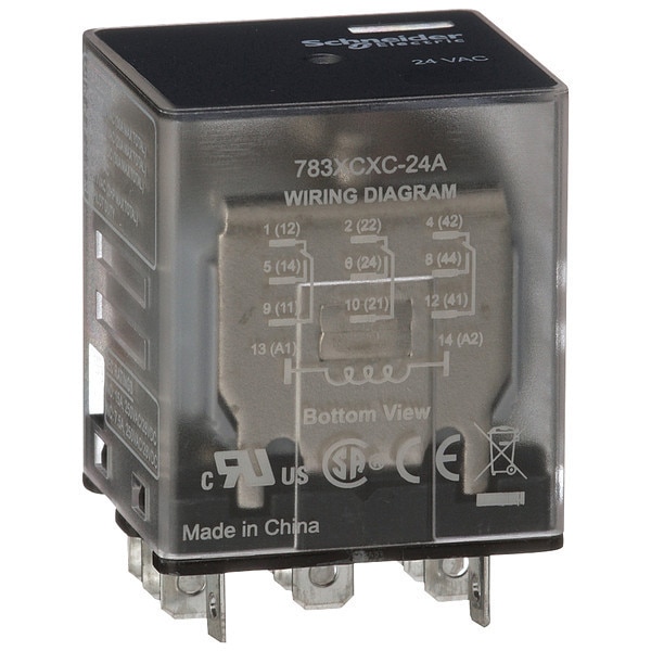 Schneider Electric General Purpose Relay, 24V AC Coil Volts, Square, 11 Pin, 3PDT 783XCXC-24A