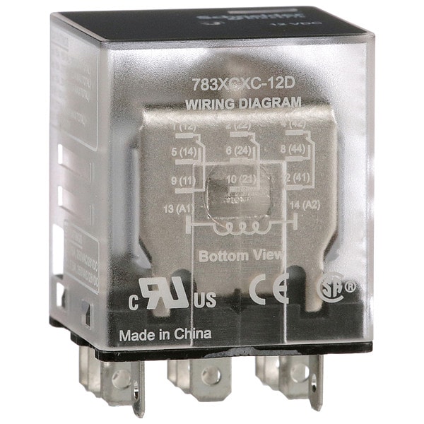 General Purpose Relay, 12V DC Coil Volts, Square, 11 Pin, 3PDT