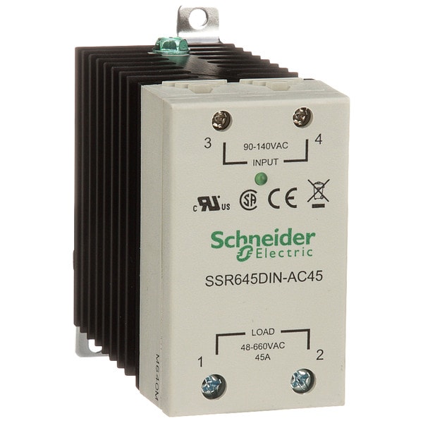 Schneider Electric Solid State Relay, 90 to 280VAC, 45A SSR645DIN-AC45