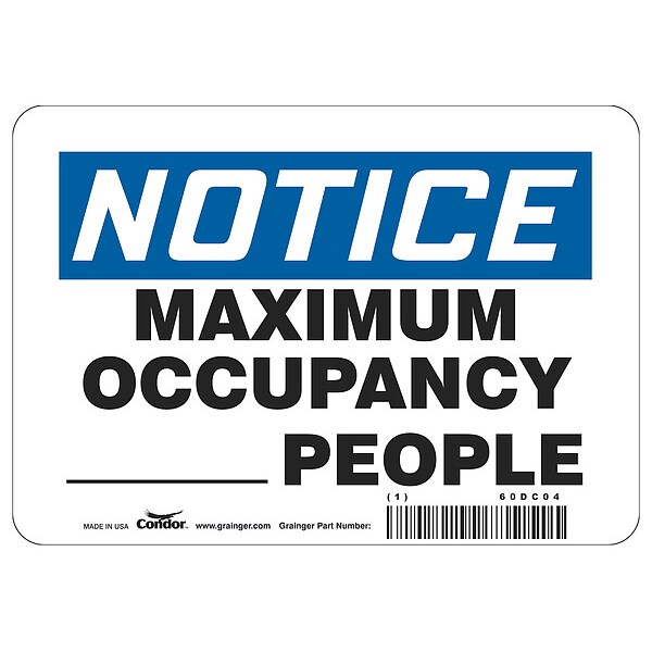 Condor Write-On Maximum Occupancy Sign, 10