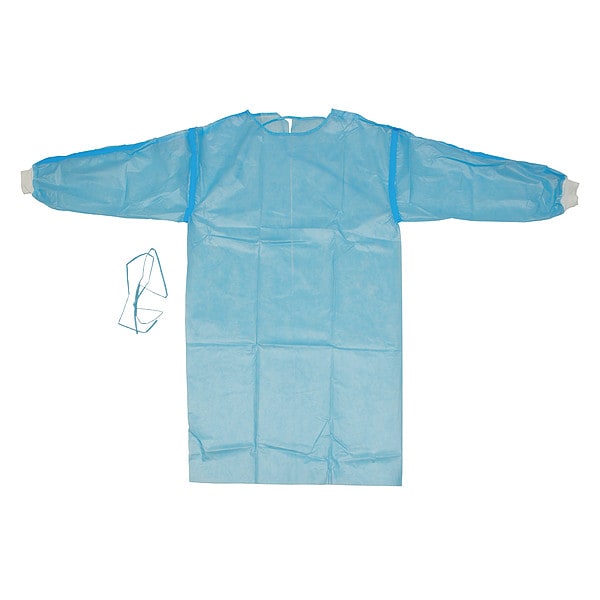 Dts Gown, XL, 50 PK, Blue, Polypropylene / Polyethylene, Tie WKA005-XL