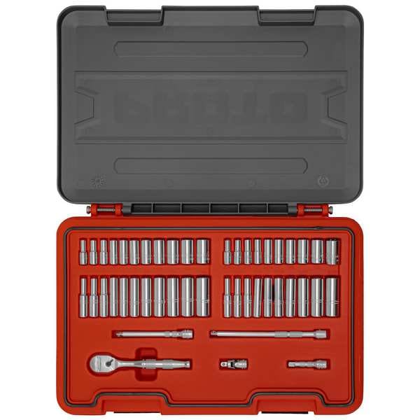 PROTO 1/4 in Socket Set, Metric, SAE, 47 Piece, 3/16 in to 9/16 in