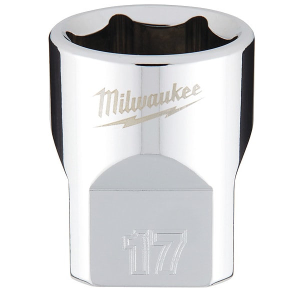 Milwaukee Tool 3/8 in. Drive 17mm Metric 6-Point Socket with FOUR FLAT Sides 45-34-9087