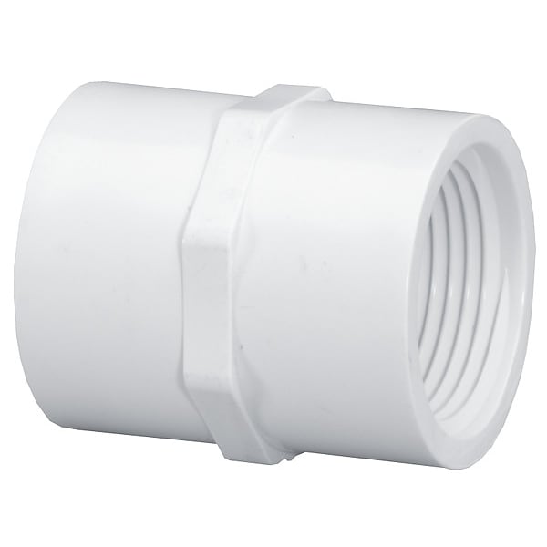 Lasco Fittings Coupling, PVC, 1/2 in, FNPT, SCH 40, White 430005BC Zoro