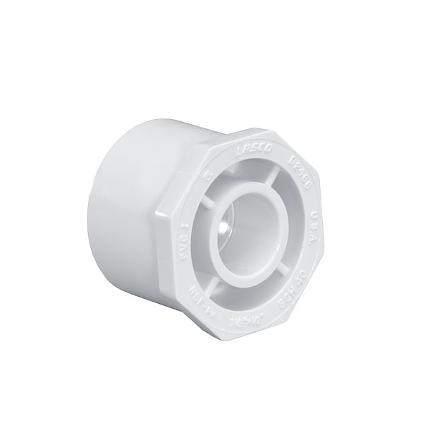 Lasco Fittings Bushing, 1 1/2 x 1 in, Schedule 40, White 437211BC Zoro