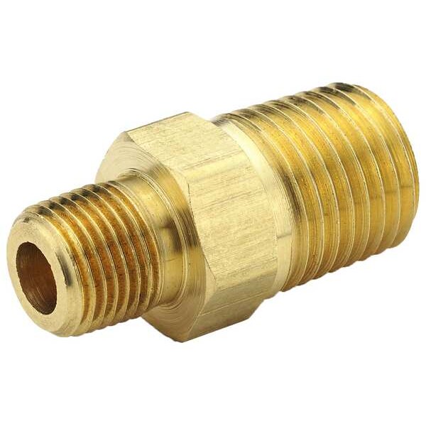 Interstate Pneumatics 1/4" X 3/8" NPT Male Brass Hex Nipple Reducer Fitting FA416