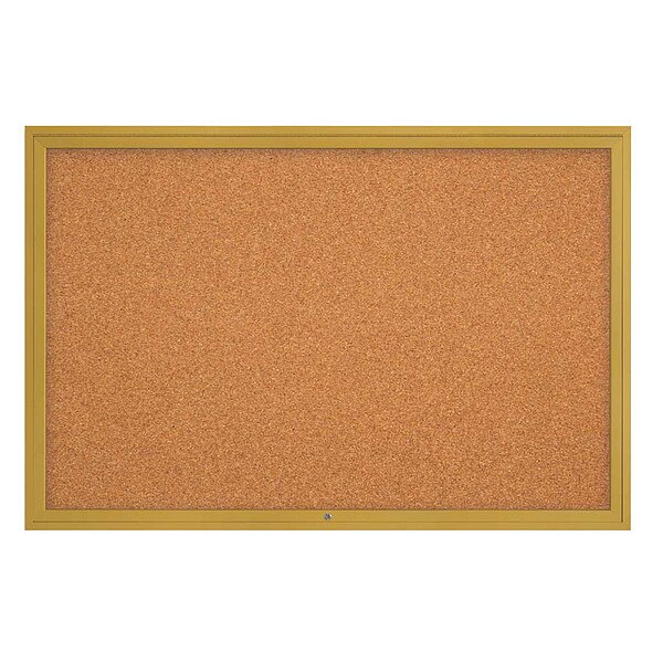 United Visual Products Corkboard, 72"x48", Cork/Gold UV4081-GOLD-CORK