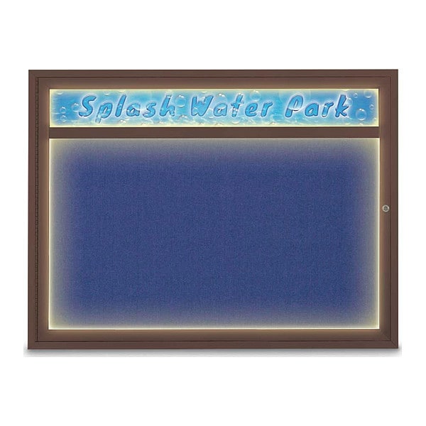 United Visual Products Corkboard, 48"x36", Cobalt Accent/Bronze UV451HILED1-BRONZE-COBACC