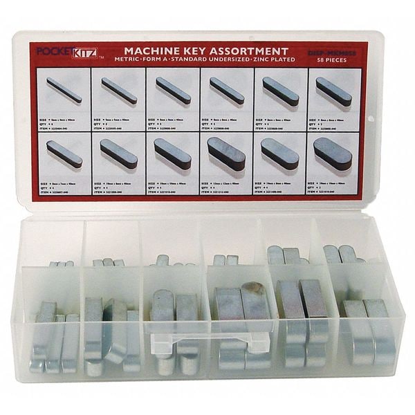 G.L. Huyett Key Stock Assortment, Zinc, 58 Pieces DISPMKM058 Zoro
