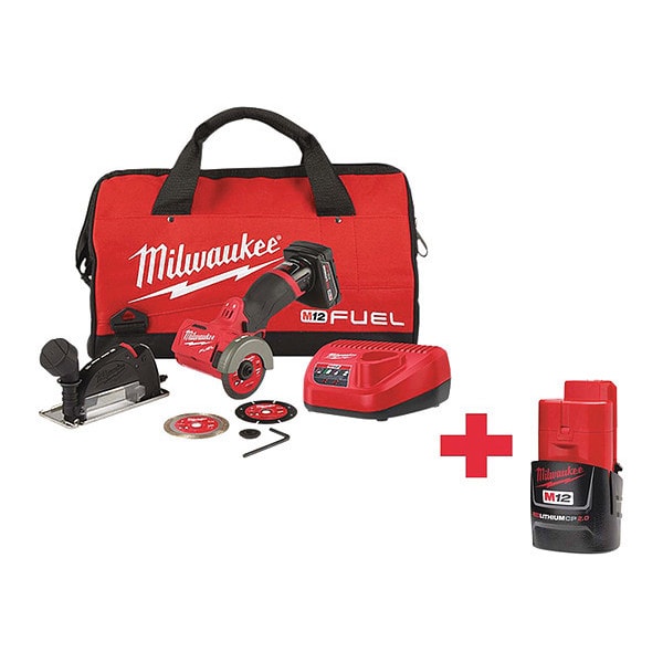 Milwaukee Tool Circular Saw Kit, 12.0V, 3" Blade Dia. 252221XC, 4811