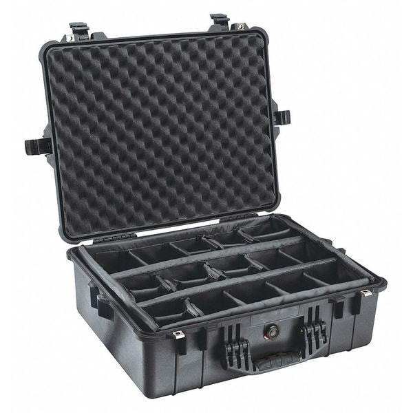 Pelican Black Padded Divider Case, 24-1/4"L x 19.43"W x 8.68"D 1604