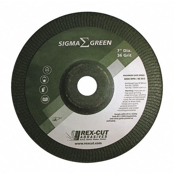Sigma Green 730003 11.02 Grinding Wheel, 7 x 7/8", 36 Grit