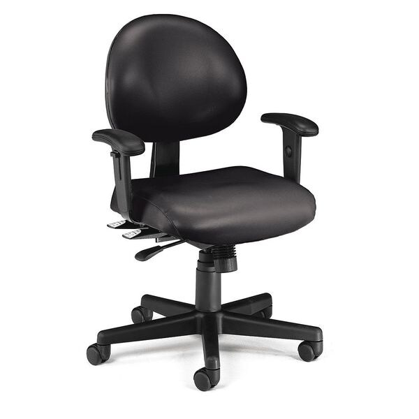Ofm Vinyl Task Chair, 19" to 221/2", Adjustable Arms, Black 241VAMAA