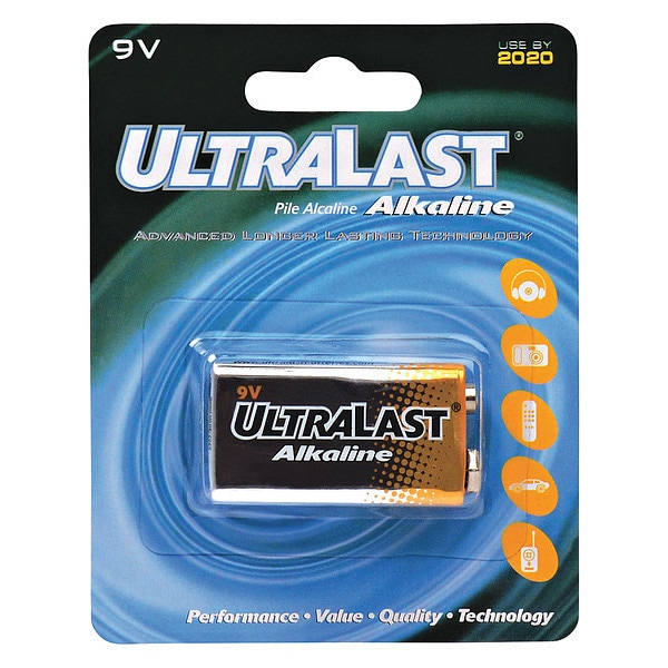 Ultralast Battery 9 Volt Alkaline Ultralast 9 Volt alkaline Battery ULA9V | Zoro