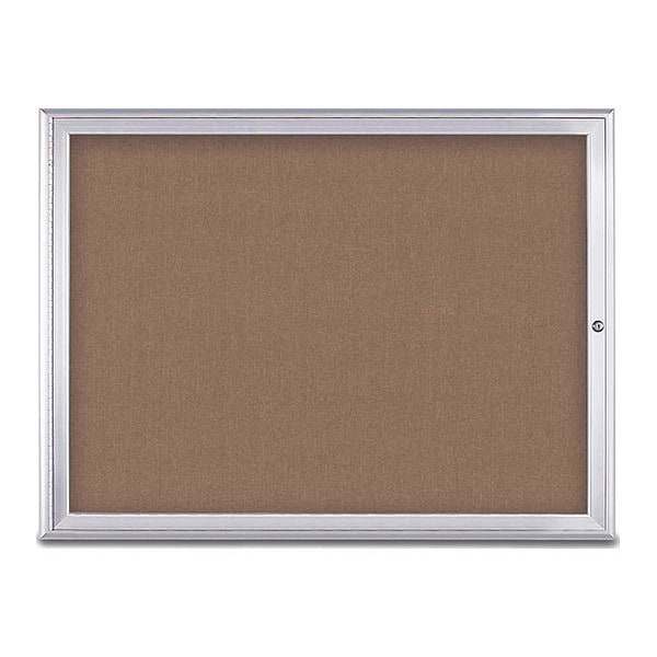 United Visual Products Corkboard, Single Door, Radius Frame, 48x36", Satin/Pumice UV70031-SATIN-PUMICE