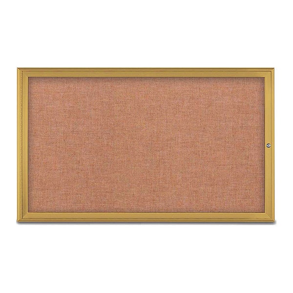 United Visual Products Corkboard, Single Door, Radius Frame, 60x36", Gold/Cinnamon UV70041-GOLD-CINNABA