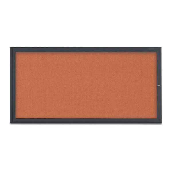 United Visual Products Corkboard, Single Door, Radius Frame, 72x36", Black/Apricot UV70051-BLACK-APRICOT