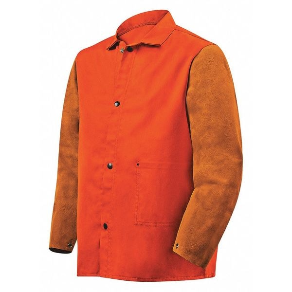 Steiner Flame Resistant Jacket w/Leather Sleeves, Brown, L 1250-L