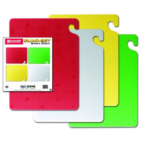 San Jamar Cutting Board Set, 12x18, 4 Boards CB1218QS Zoro