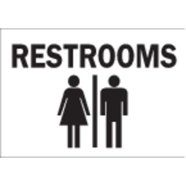 Brady Restroom Sign, 10" Height, 14" Width, Aluminum, Rectangle, English 43494