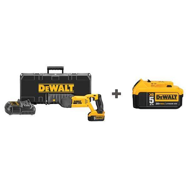 Dewalt Cordless Reciprocating Saw Kit, 5.0A/hr. DCS380P1, DCB205