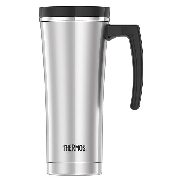 Thermos Sipp Stainless Steel Travel Mug, 16 oz., Stainless Steel/Black  NS100BK004