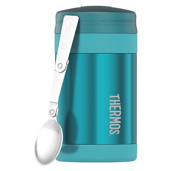 Thermos Stainless Steel Food Jar w/Folding Spoon, 16 oz., Teal