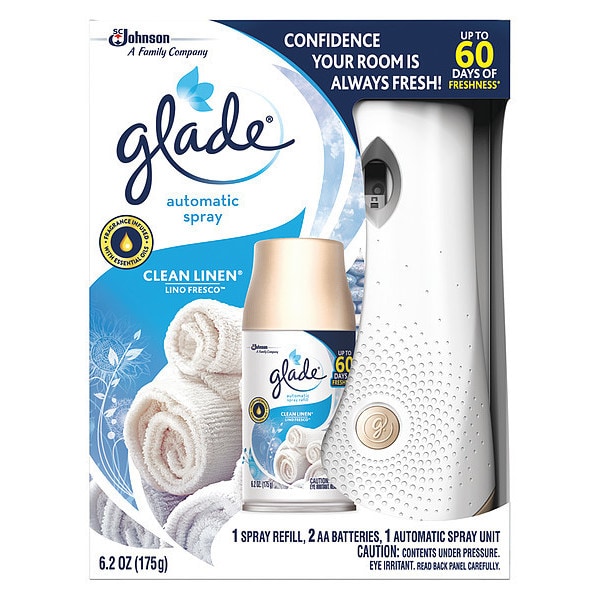 Glade Automatic Spray Hldr and Clean Linen, PK4 306038 Zoro
