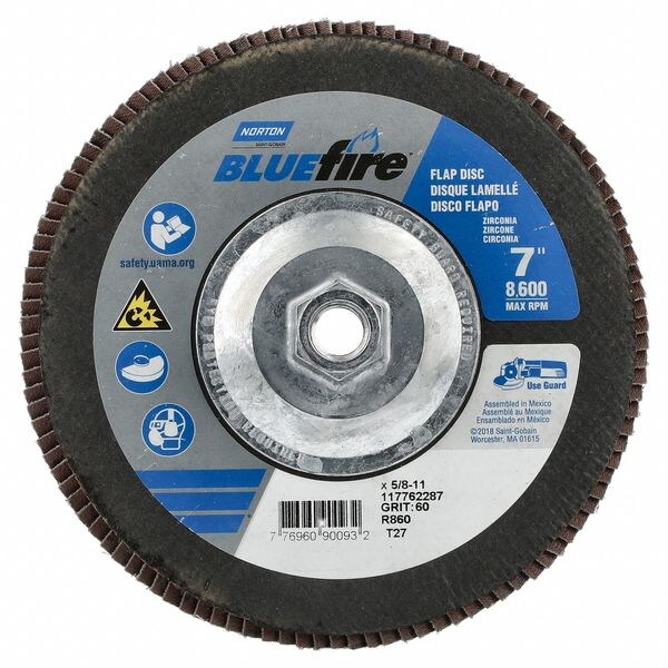 Norton Abrasives Flap Disc, Zirconia Alumina, 7