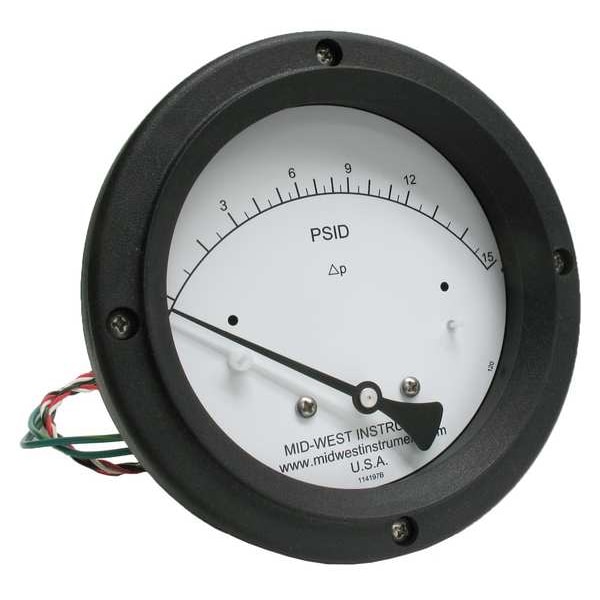 Midwest Instrument Differential Pressure Gauge and Switch 120SC-00-O-AA-15P