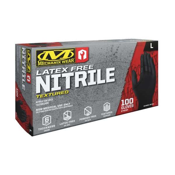 Mechanix Wear Black Nitrile Gloves, Nitrile, Black, 2XL ( 12 ), 100 PK D1505012100 Zoro