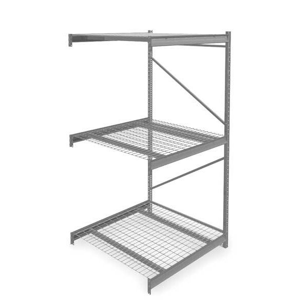 Tennsco Add-On Bulk Storage Rack, 48 in D, 48 in W, 3 Shelves 6940 | Zoro