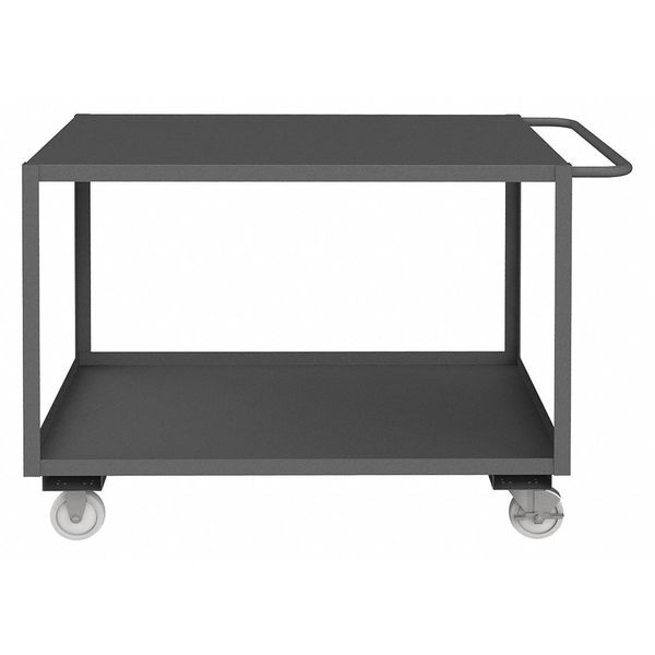 Zoro Select Utility Cart with Lipped & Flush Metal Shelves, Steel, 1,200 lb Load Capacity, 2 Shelves RSC-3048-2-TLD-95