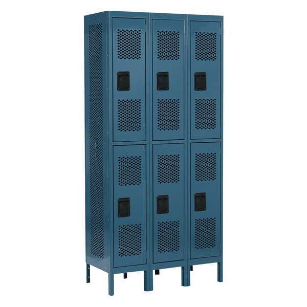 Edsal Wardrobe Locker, 36" W, 15" D, 78" H, (3) Wide, (6) Openings