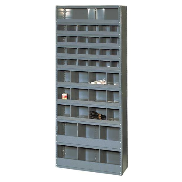 Edsal Steel Pigeonhole Bin Unit, 36 in W x 84 in H x 12 in D, 44 Shelves, Gray 231512N